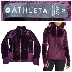 Athleta Plush Teddy Jacket in Deep Plum